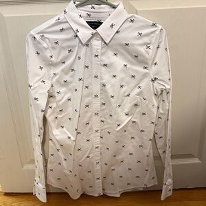 Banana Republic White Shirt with Black Bow Design